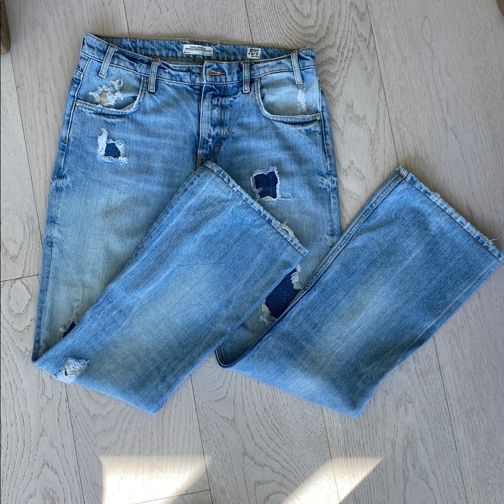 Zara Woman 70’s Tribute Distressed Denim Jeans